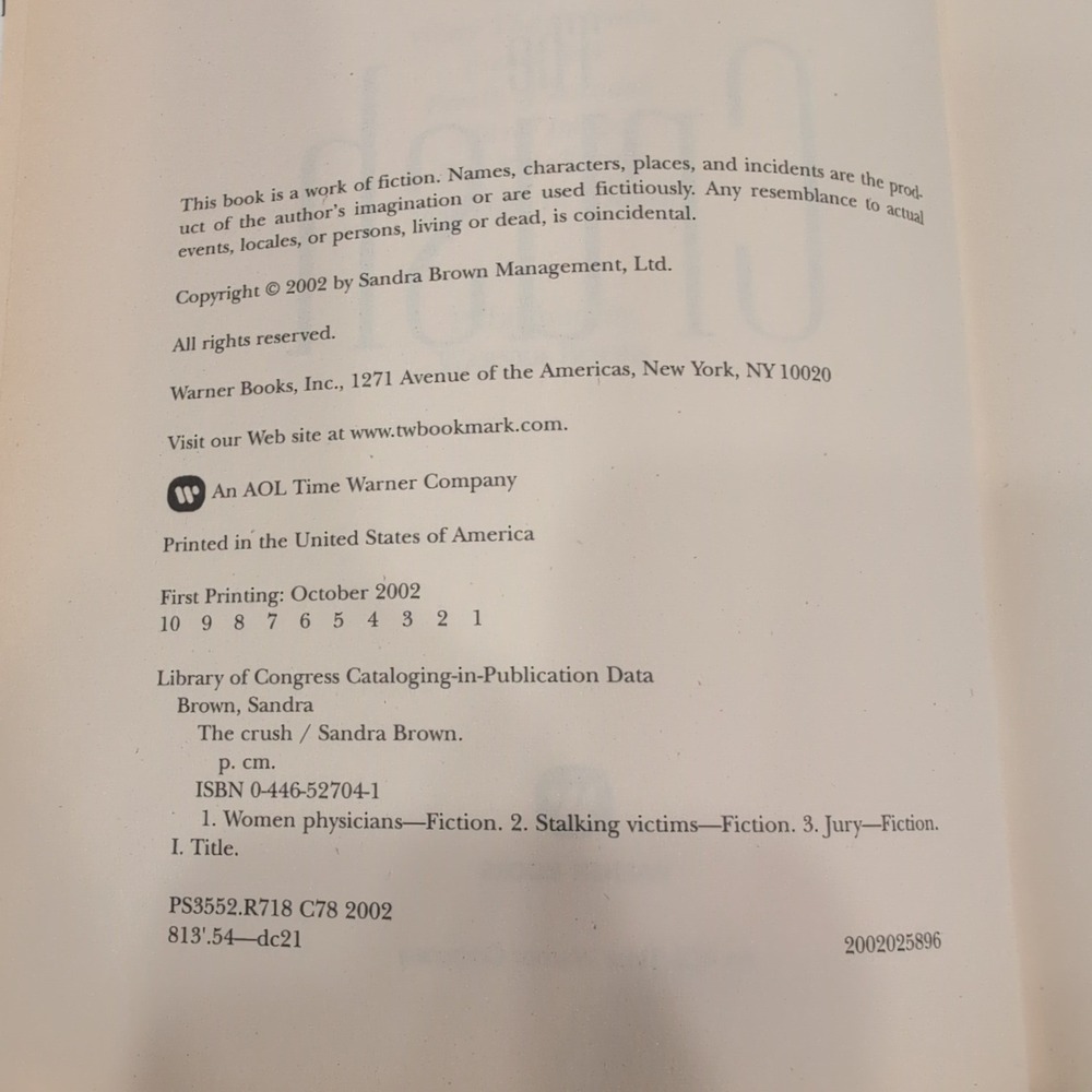 The Crush Novel by Sandra Brown‎ Hardcover, First Edition First Printing - Picture 5 of 5